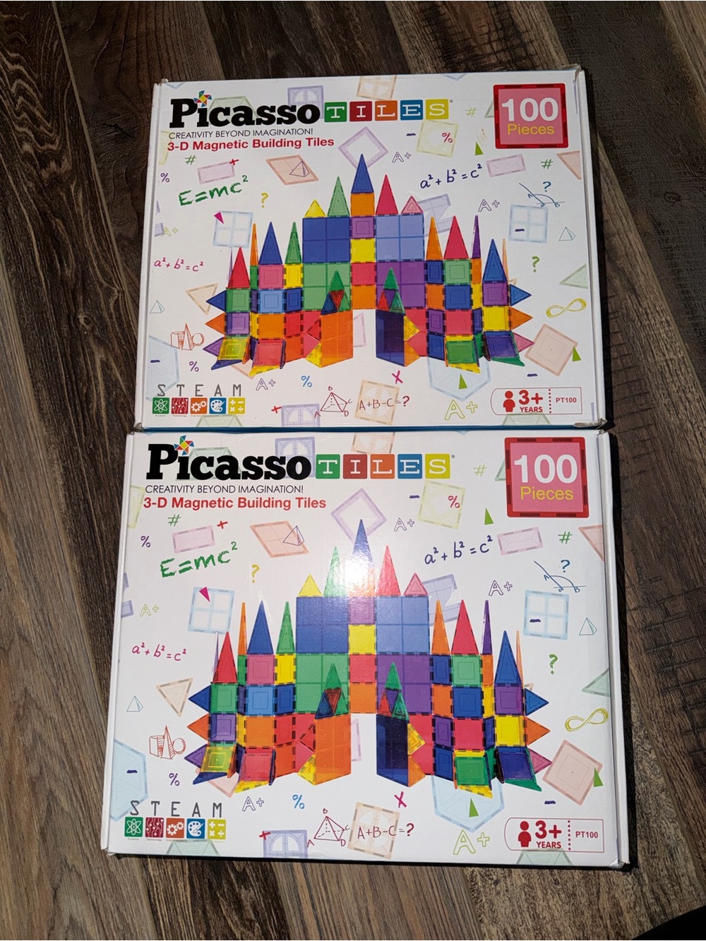 2 Boxes of Picasso Tiles 100-Piece Magnetic Building Tiles - Multicolor